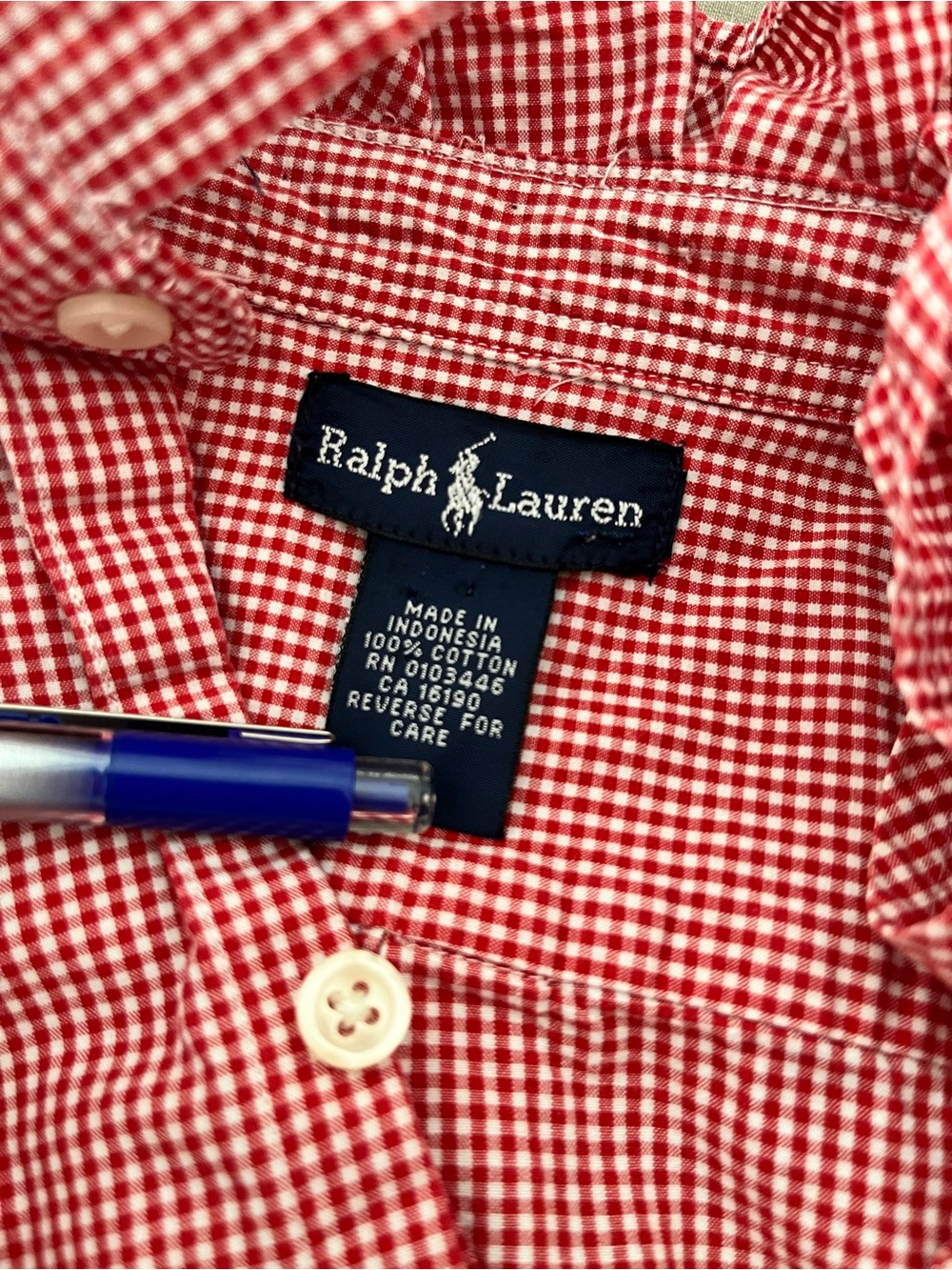 Ralph Lauren Red Gingham Button-Down Shirt - Picture 8 of 9